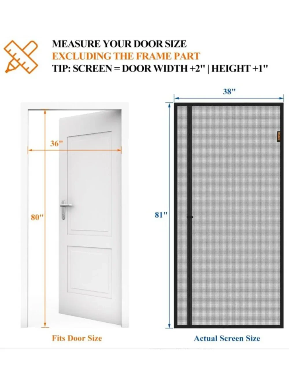 MAGZO Magnetic Black Mesh Reversible Screen Door - 36'' x 80'' NEW
